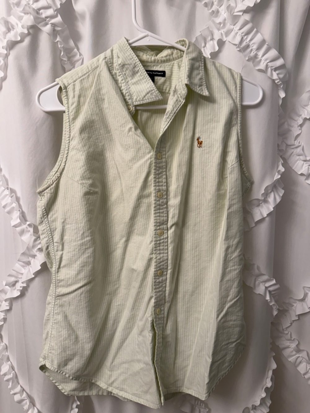 Ralph Lauren Light Green Sleeveless Button-Down Shirt